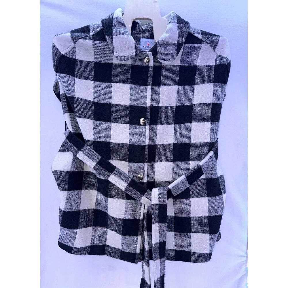 Draper James Eloquii Poncho Cape Coat Black and White Plaid Plus Size 26x28 NWOT